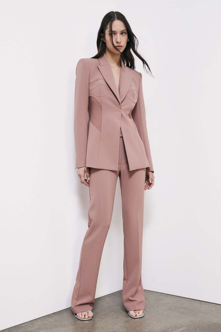 Slim cr&ecirc;pe trousers, Pink, Patrizia Pepe