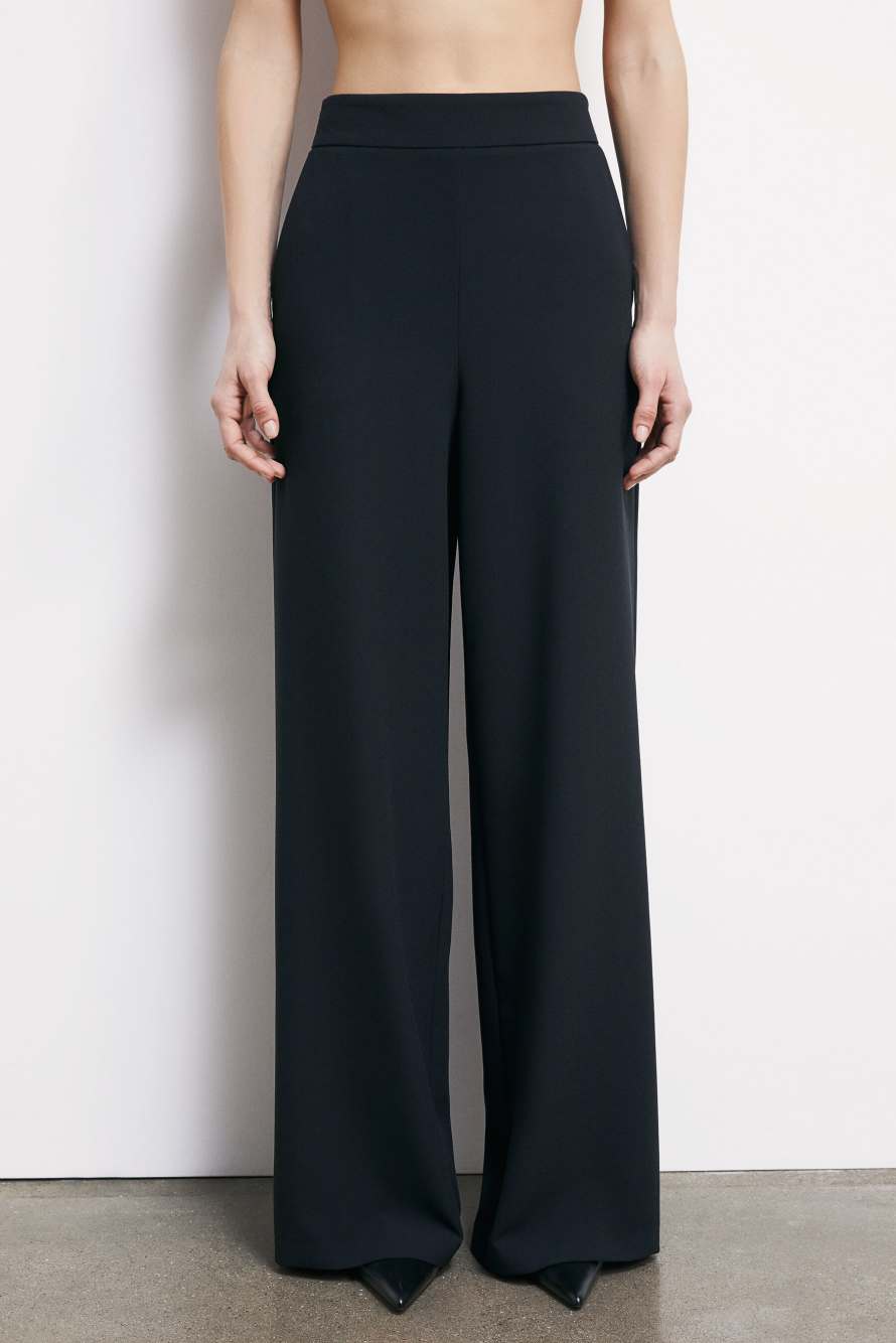 Palazzo cr&ecirc;pe trousers, Black, Patrizia Pepe