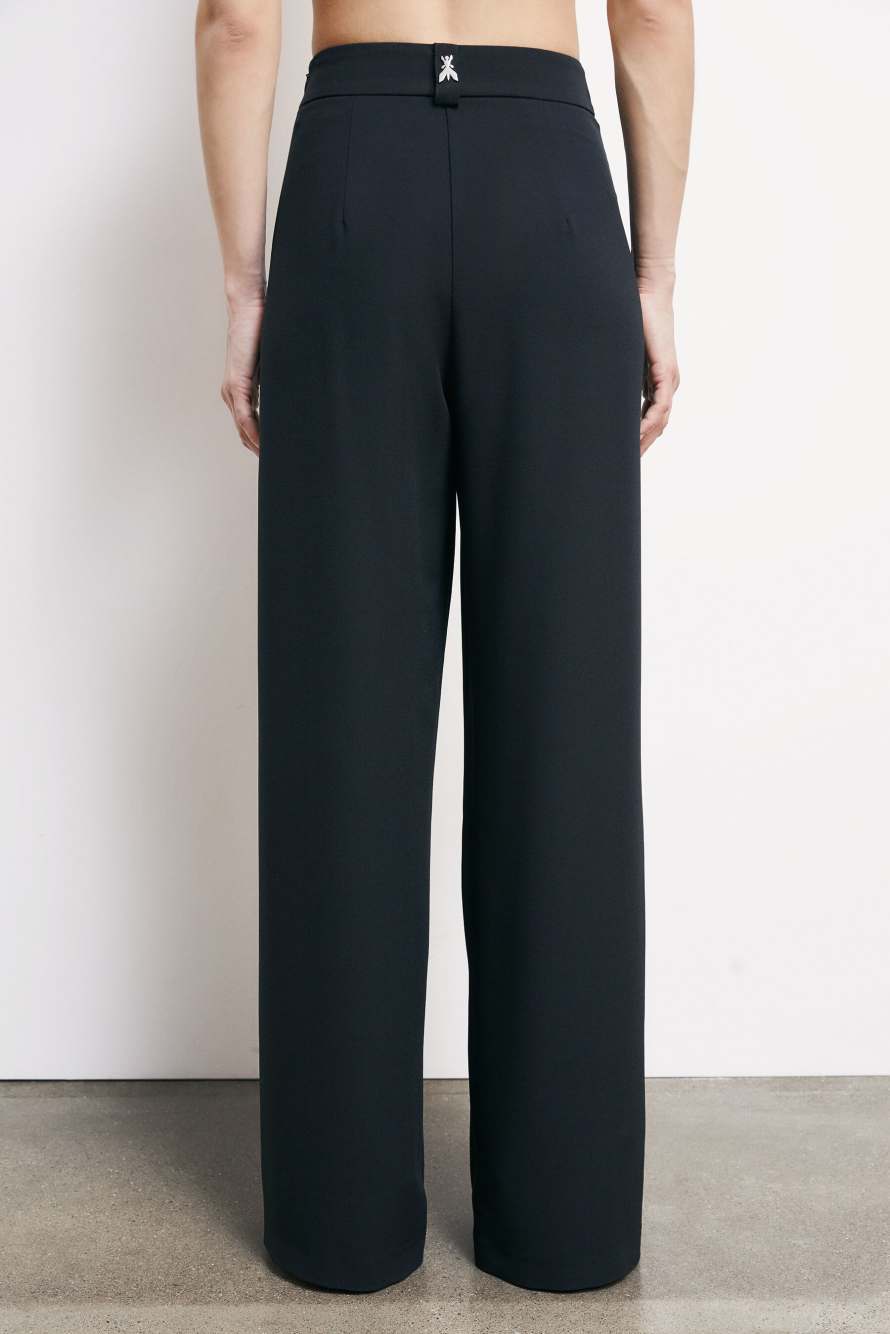 Palazzo cr&ecirc;pe trousers, Black, Patrizia Pepe