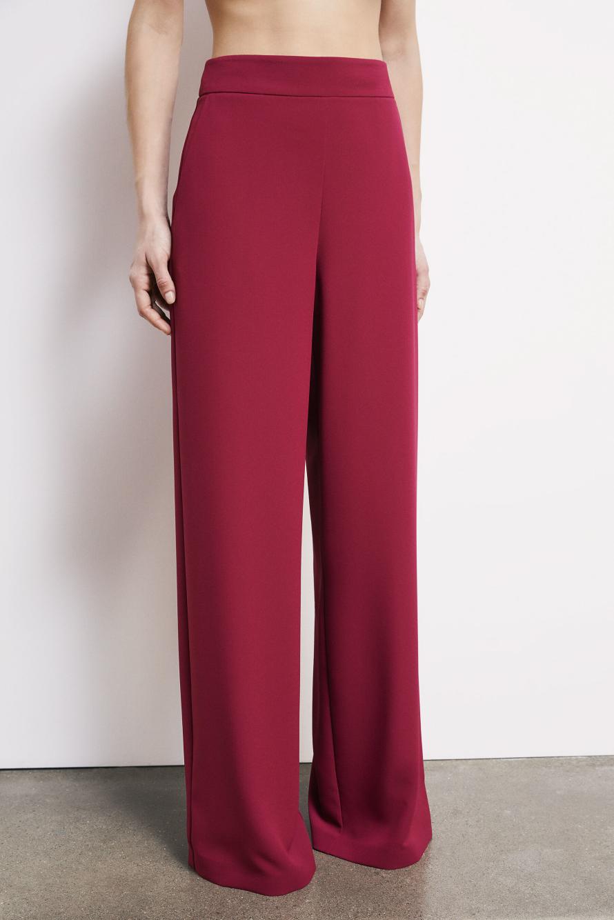 Palazzo cr&ecirc;pe trousers, Red, Patrizia Pepe