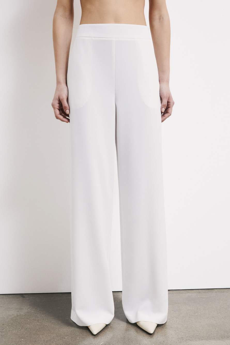 Palazzo cr&ecirc;pe trousers, White, Patrizia Pepe