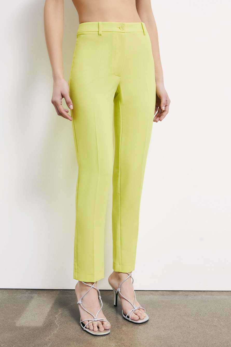 Cigarette cr&ecirc;pe trousers, Green, Patrizia Pepe
