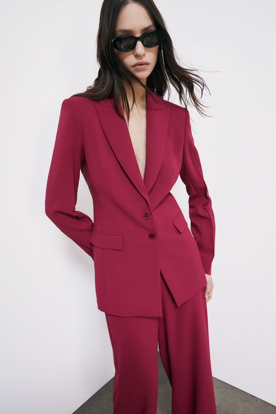 Slim cr&ecirc;pe blazer, Red, Patrizia Pepe