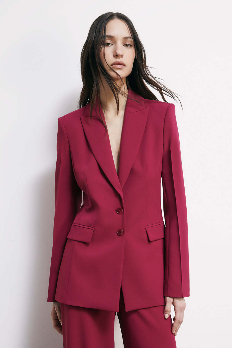 Slim cr&ecirc;pe blazer, Red, Patrizia Pepe