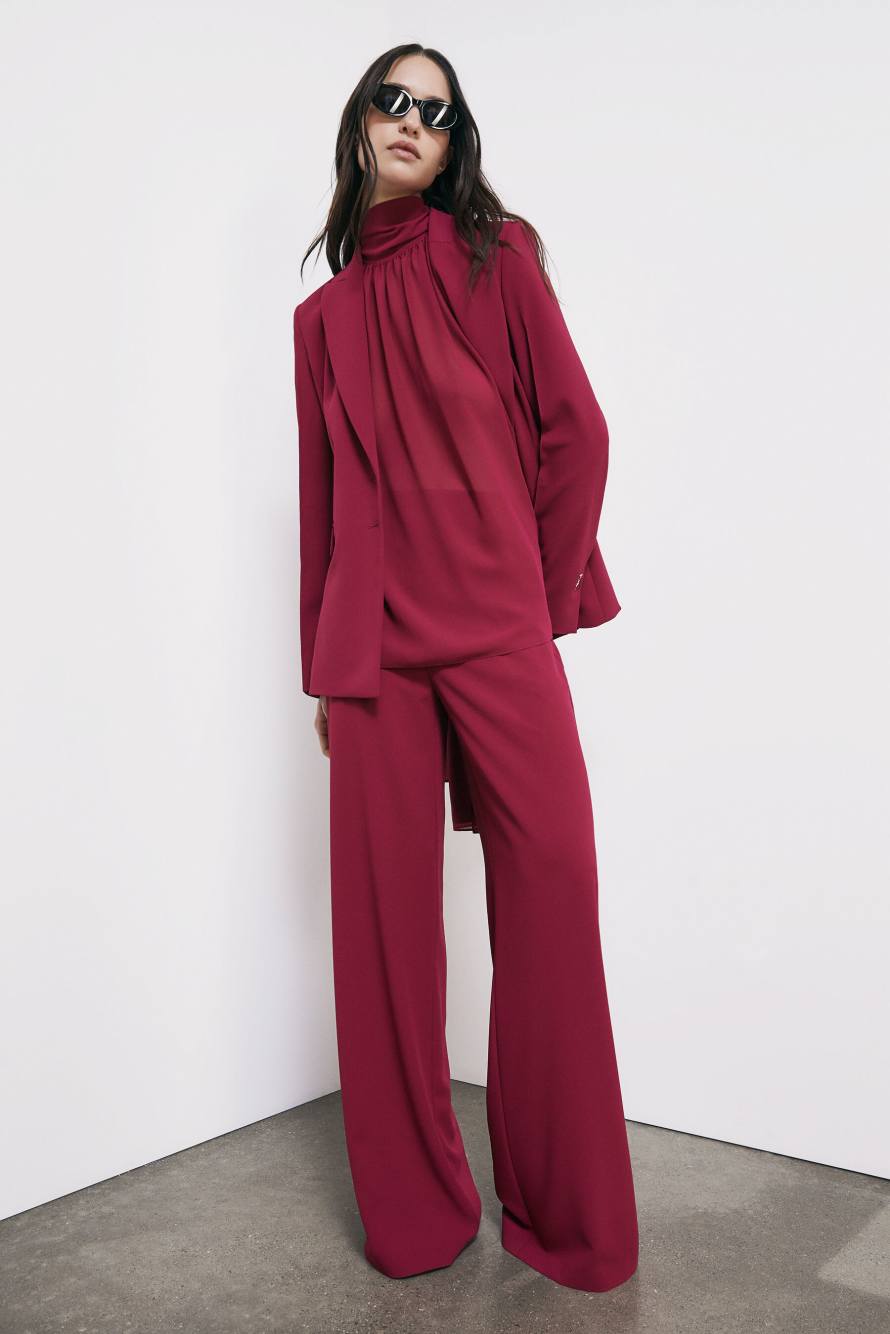 Slim cr&ecirc;pe blazer, Red, Patrizia Pepe