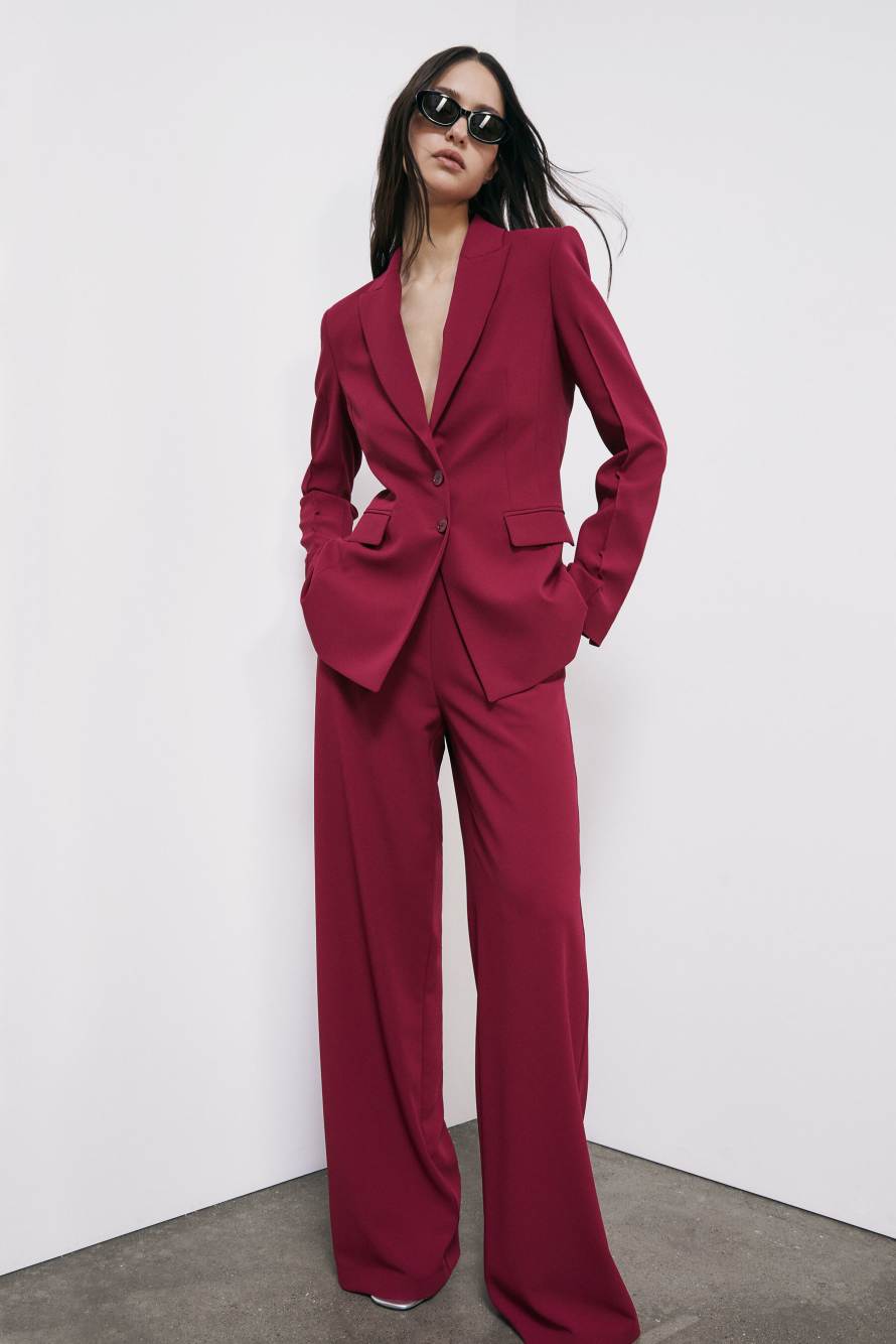 Slim cr&ecirc;pe blazer, Red, Patrizia Pepe