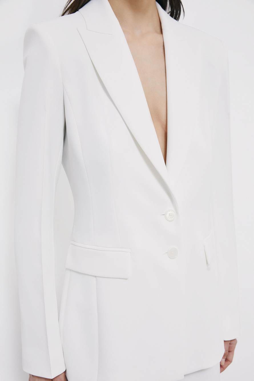 Slim cr&ecirc;pe blazer, White, Patrizia Pepe