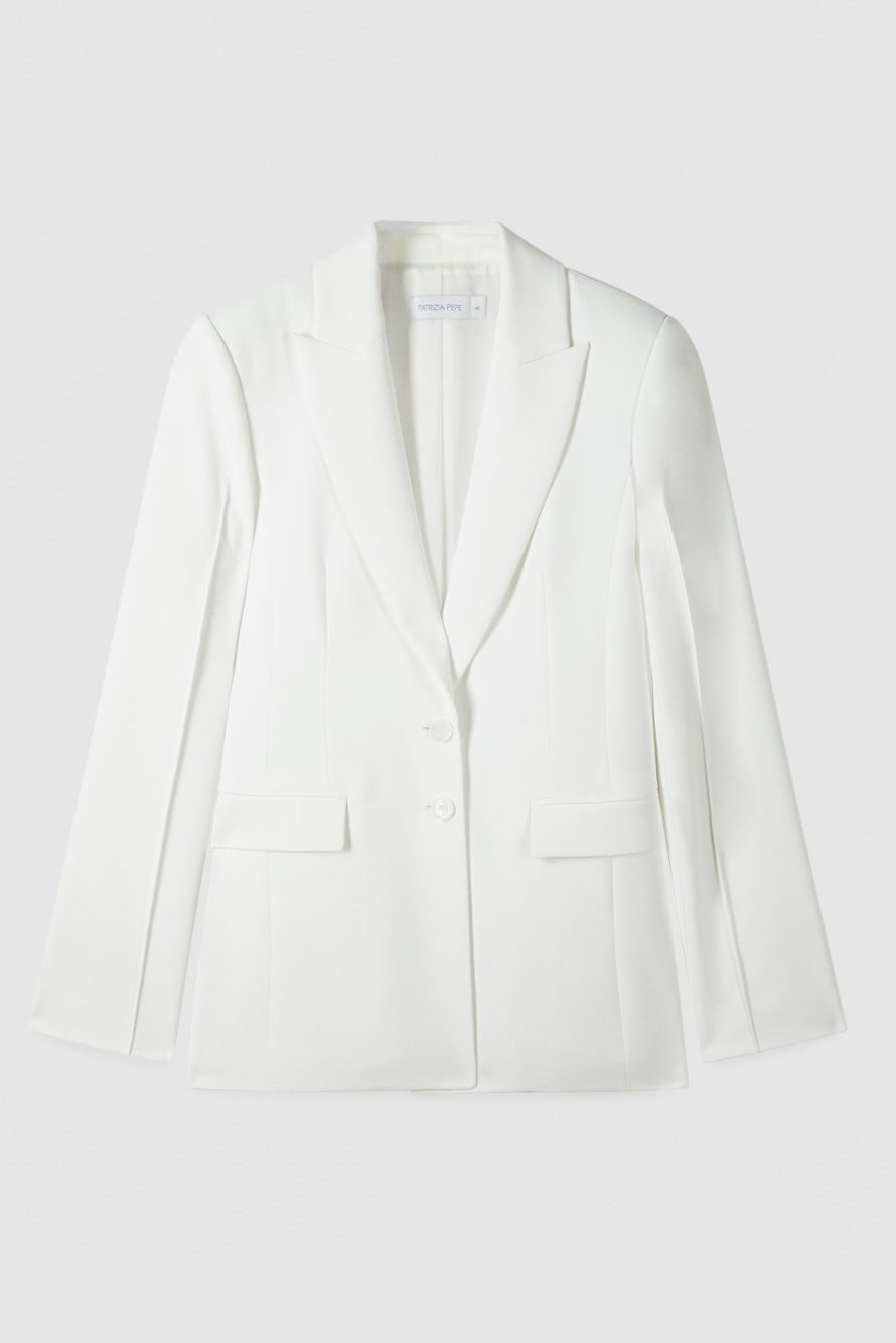 Slim cr&ecirc;pe blazer, White, Patrizia Pepe