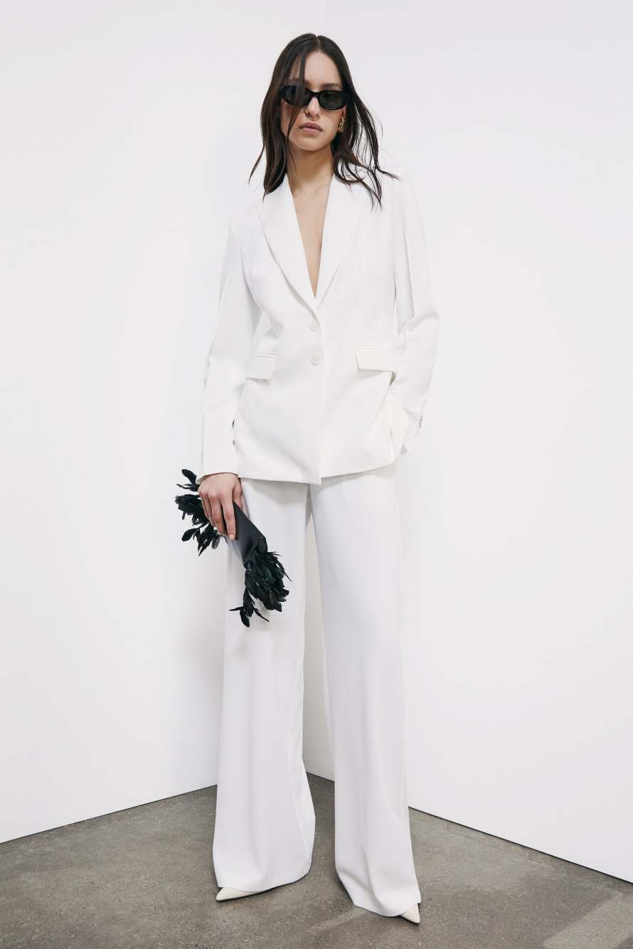 Slim cr&ecirc;pe blazer, White, Patrizia Pepe