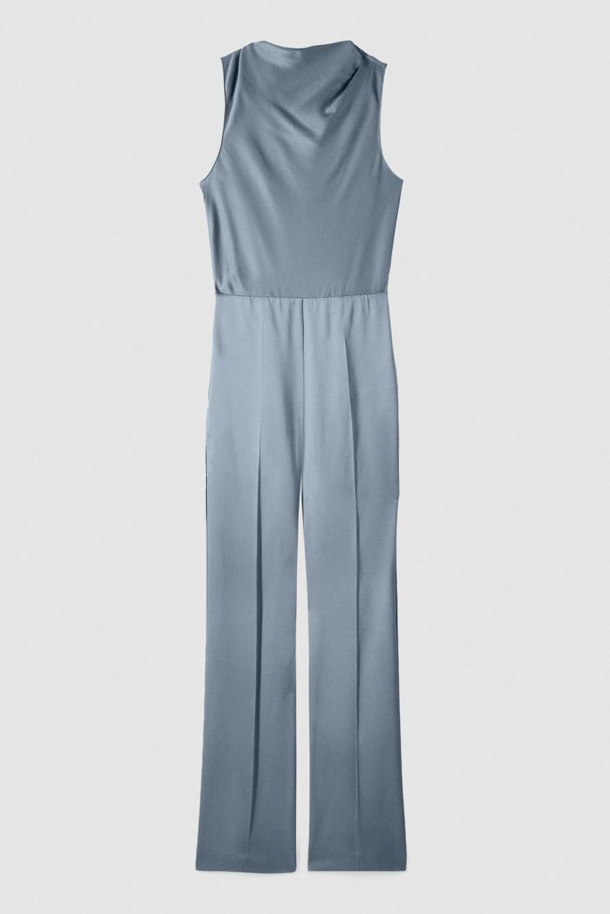 Satin jumpsuit with cut-out, Grey, Patrizia Pepe