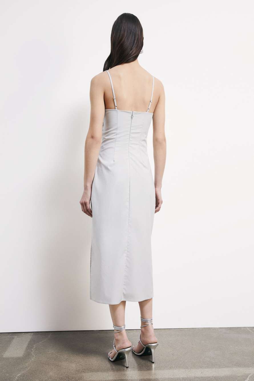 Midi bustier poplin dress, Grey, Patrizia Pepe