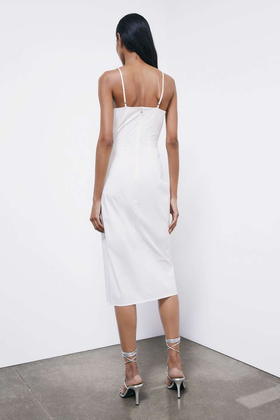 Midi bustier poplin dress, White, Patrizia Pepe