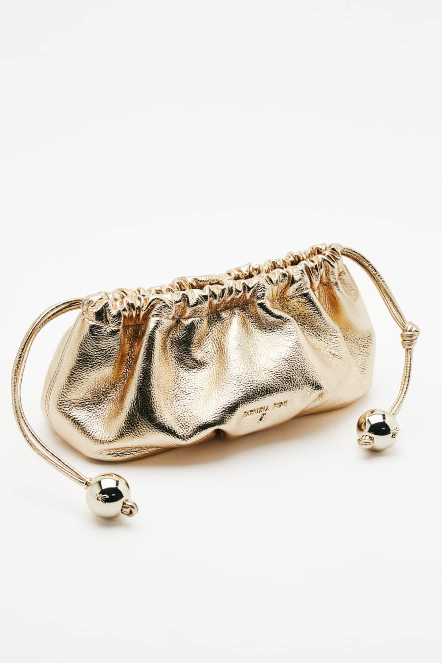 Маленький Bubble Clutch из ламинированной кожи, Золотистый, Patrizia Pepe