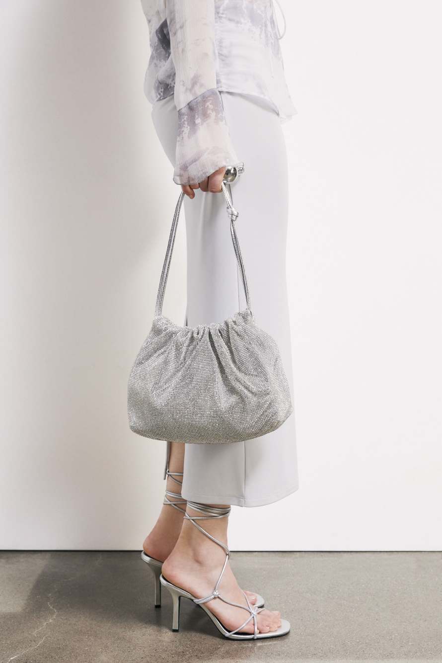 Petite Bubble Clutch avec strass, Argent/Cristal, Patrizia Pepe