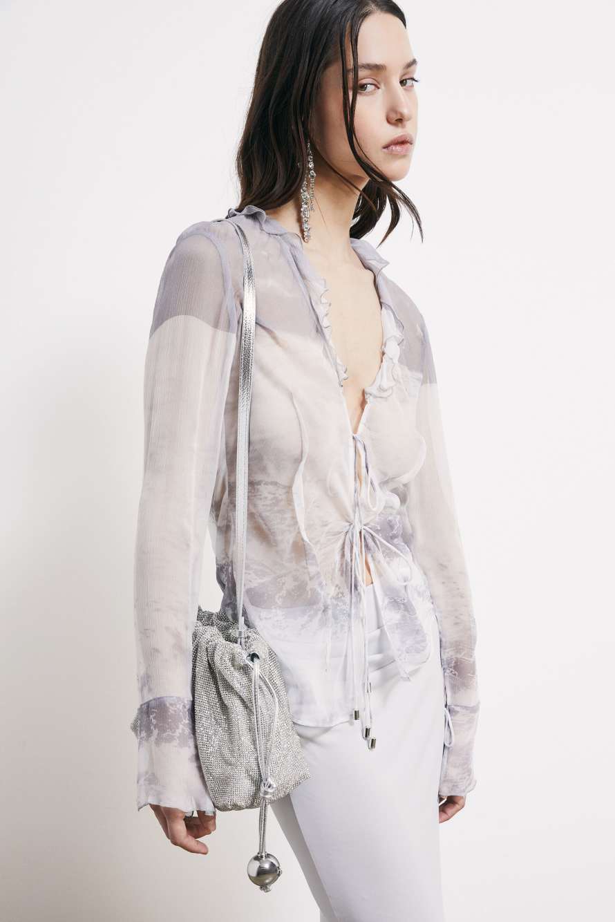 Petite Bubble Clutch avec strass, Argent/Cristal, Patrizia Pepe