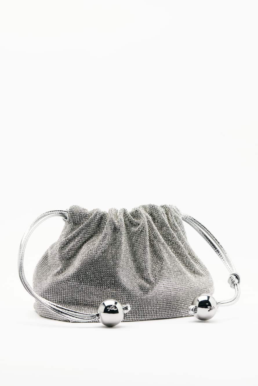 Petite Bubble Clutch avec strass, Argent/Cristal, Patrizia Pepe