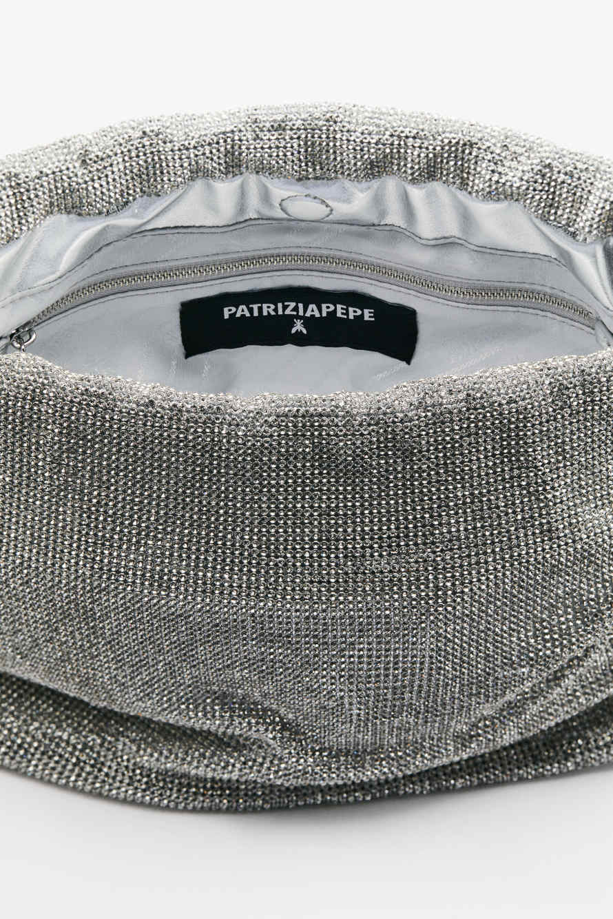 Petite Bubble Clutch avec strass, Argent/Cristal, Patrizia Pepe