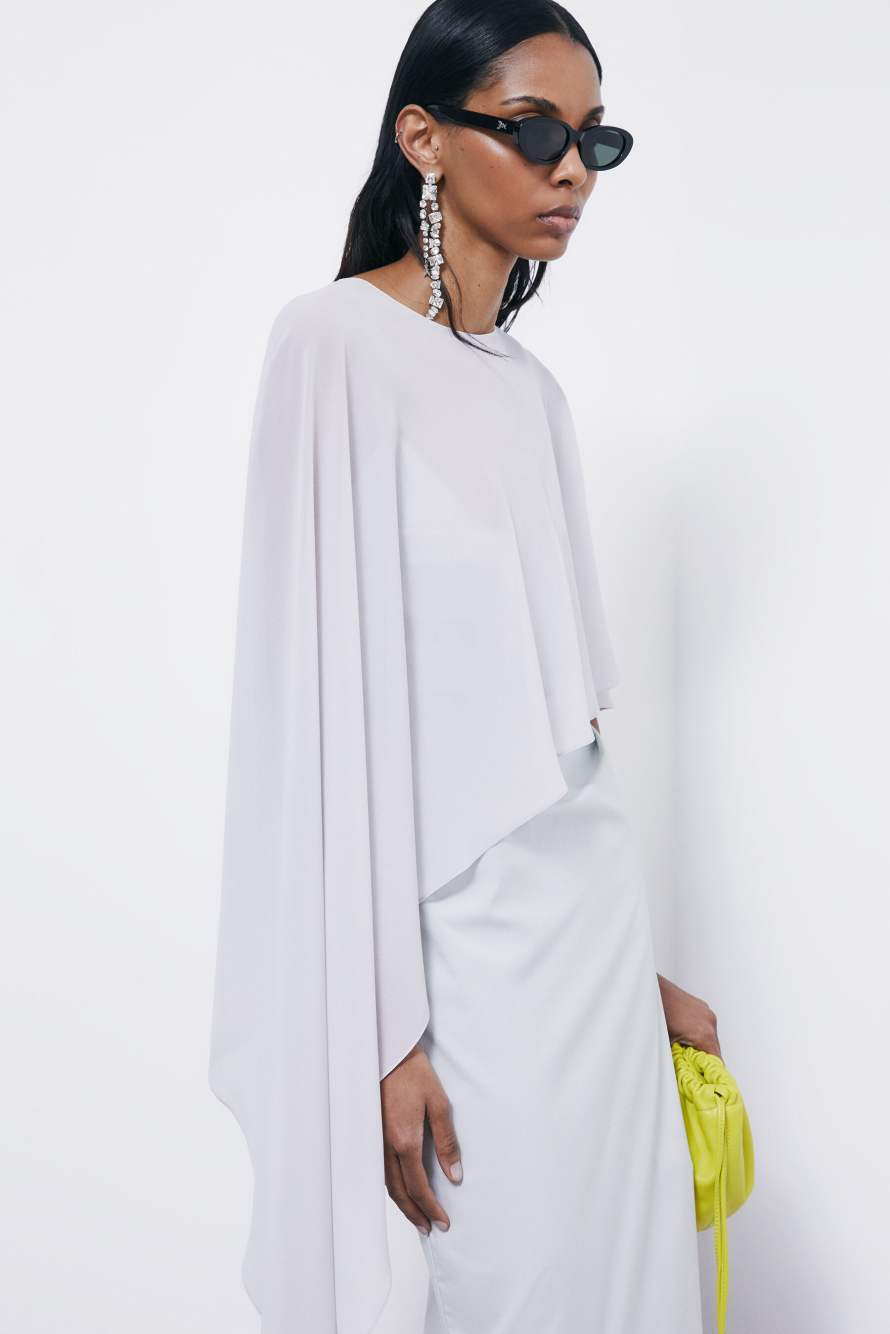 Asymmetric draped shoulder cover, Grey, Patrizia Pepe