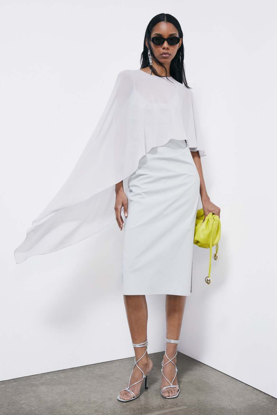 Asymmetric draped shoulder cover, Grey, Patrizia Pepe