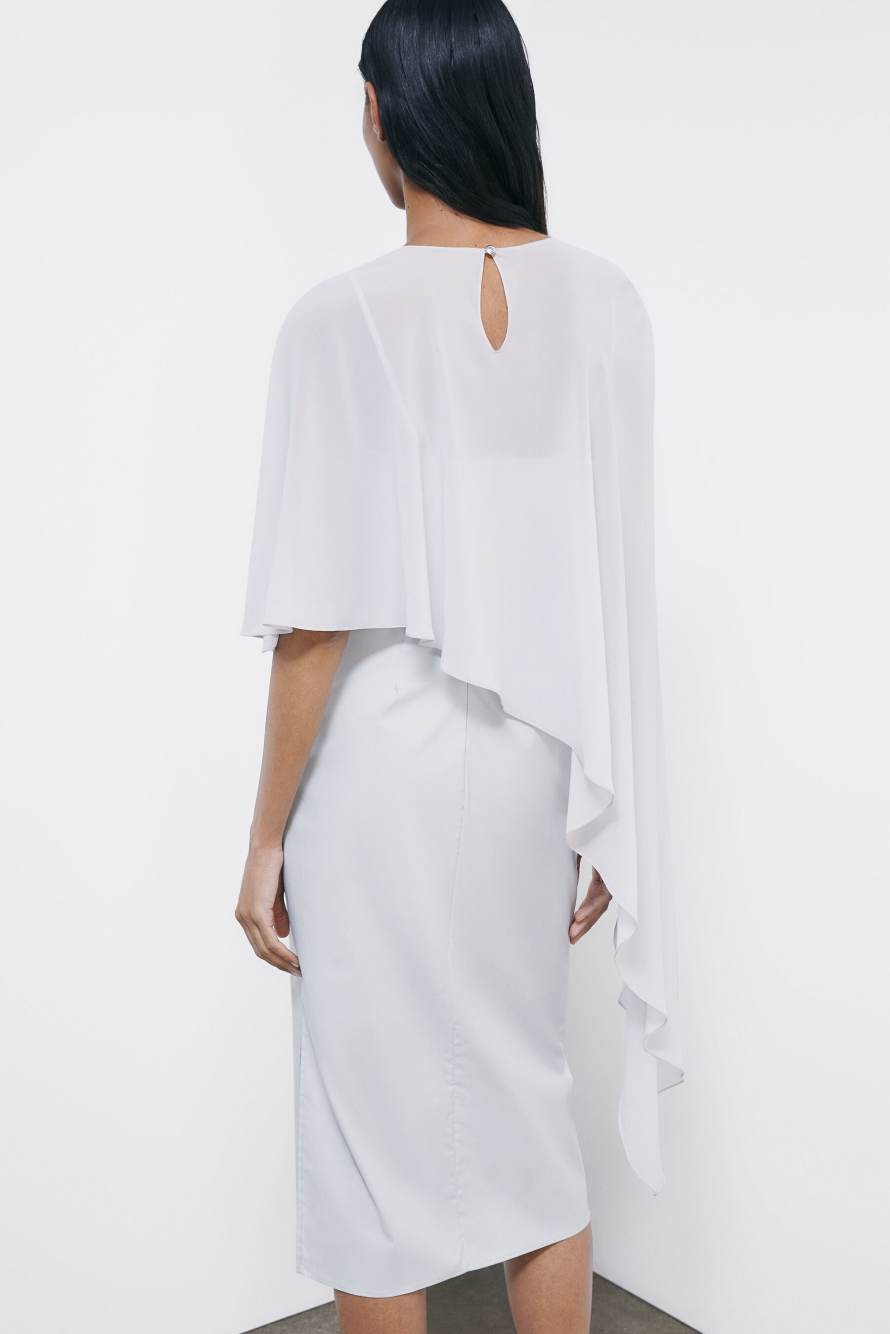 Asymmetric draped shoulder cover, Grey, Patrizia Pepe