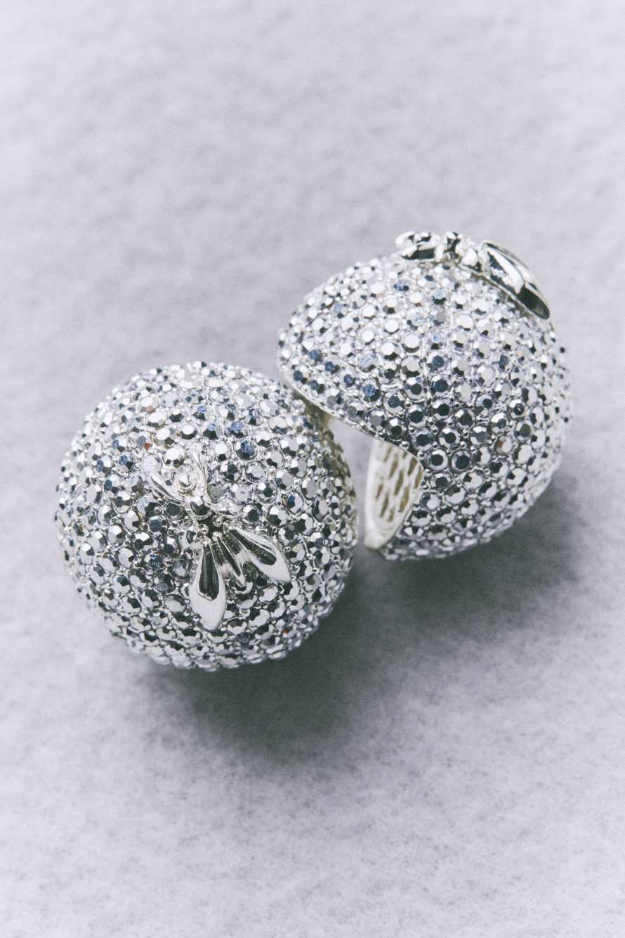Crystal Sphere earrings, Silver, Patrizia Pepe