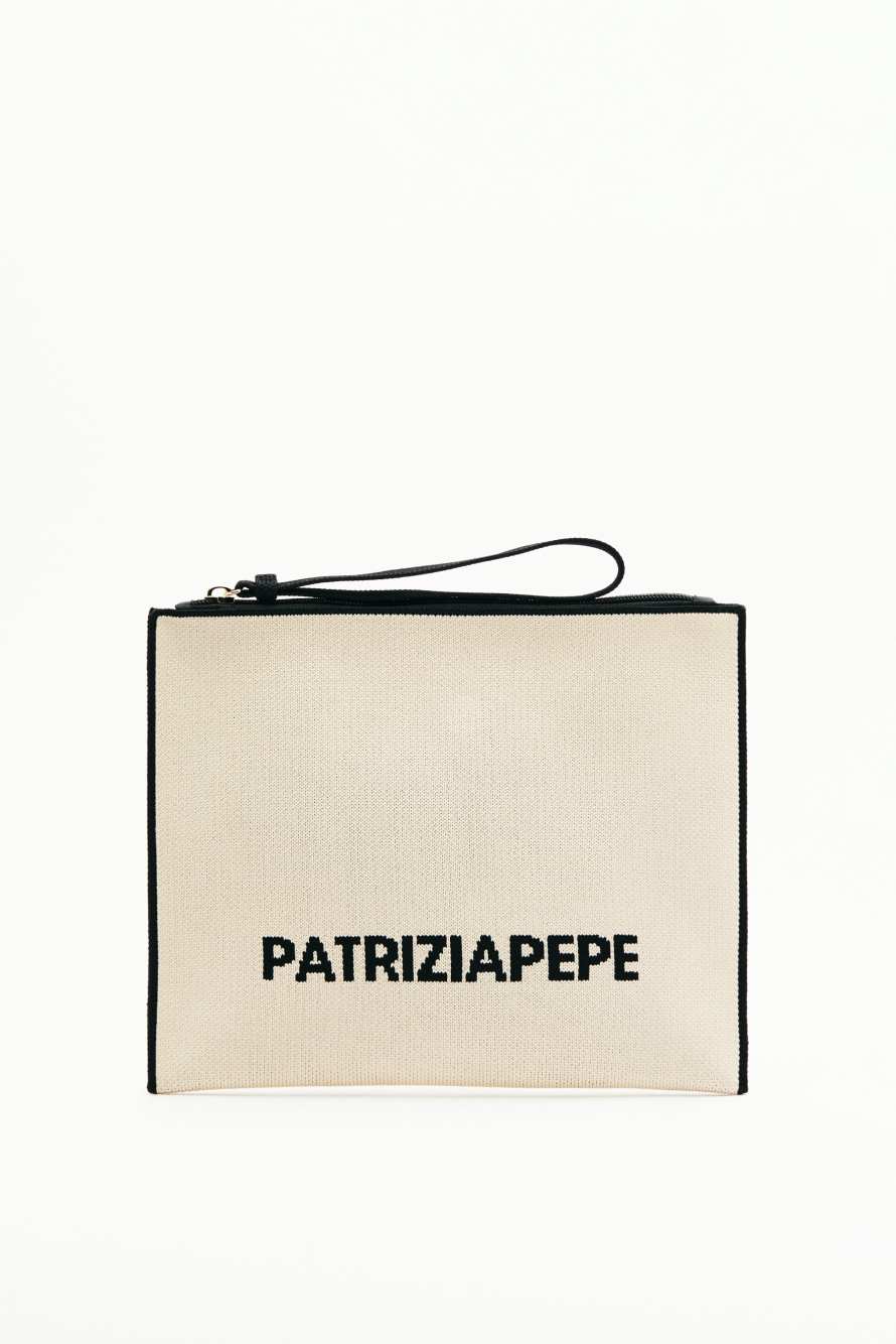 In The City Clutch, White/Black, Patrizia Pepe