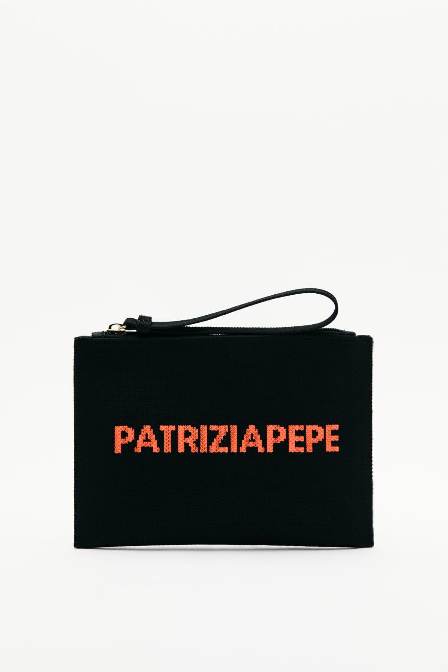 Small Tricot in the City pouch, Black/Orange, Patrizia Pepe