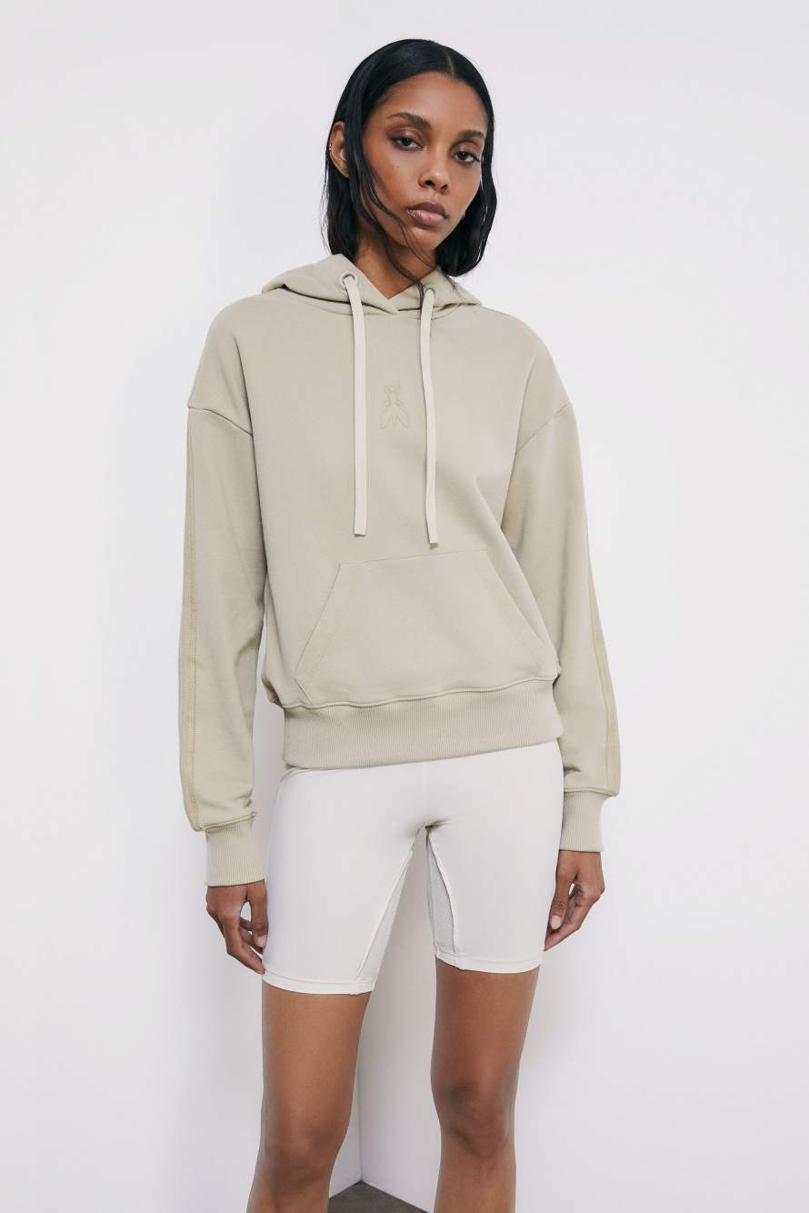 Cotton sweatshirt with hood, Beige, Patrizia Pepe