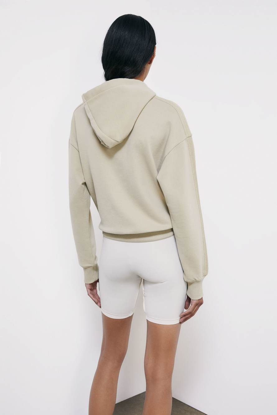 Cotton sweatshirt with hood, Beige, Patrizia Pepe