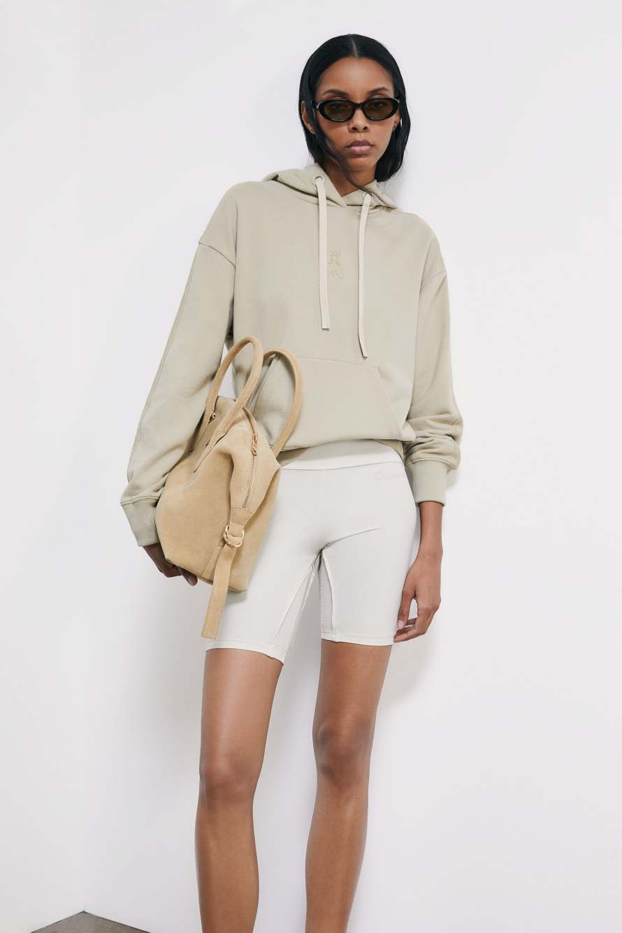 Cotton sweatshirt with hood, Beige, Patrizia Pepe