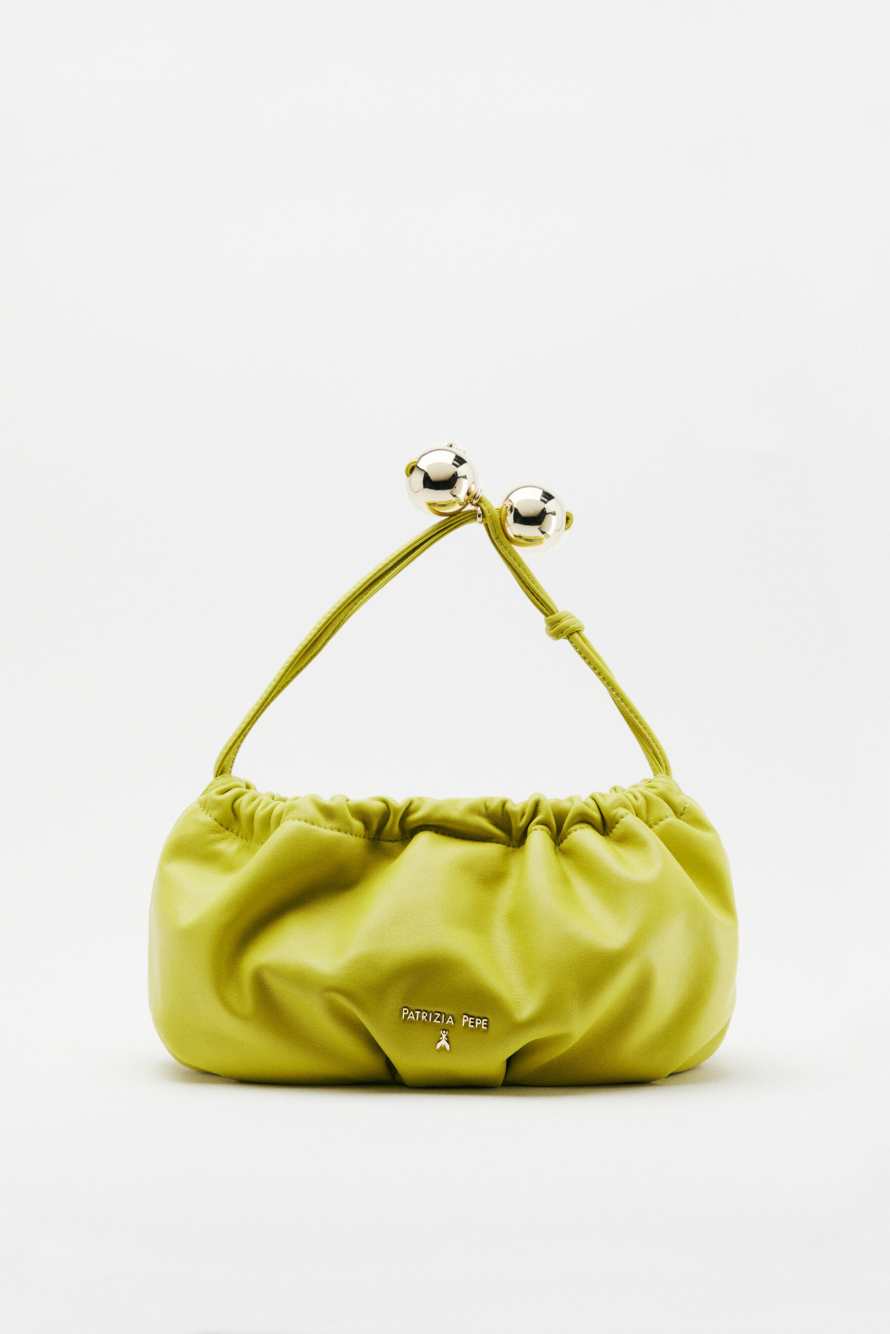 Leather Clutch &ldquo;Bubble&rdquo; Small, Green, Patrizia Pepe
