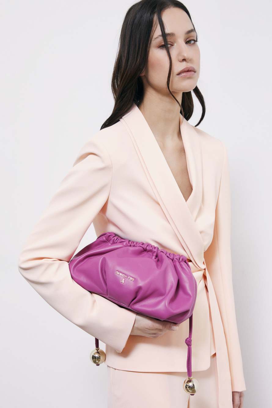Leather Clutch &ldquo;Bubble&rdquo; Small, Purple, Patrizia Pepe