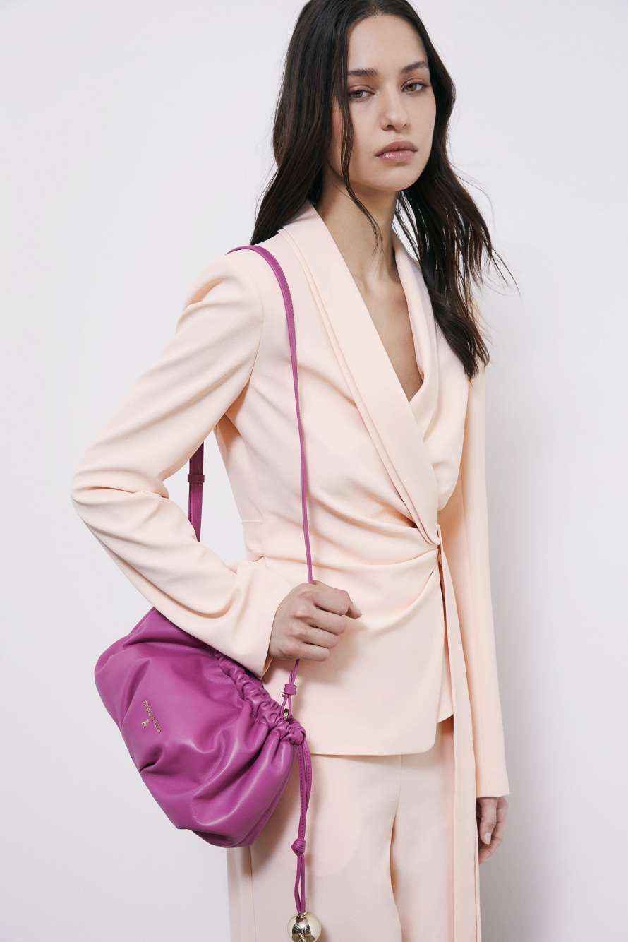 Leather Clutch &ldquo;Bubble&rdquo; Small, Purple, Patrizia Pepe