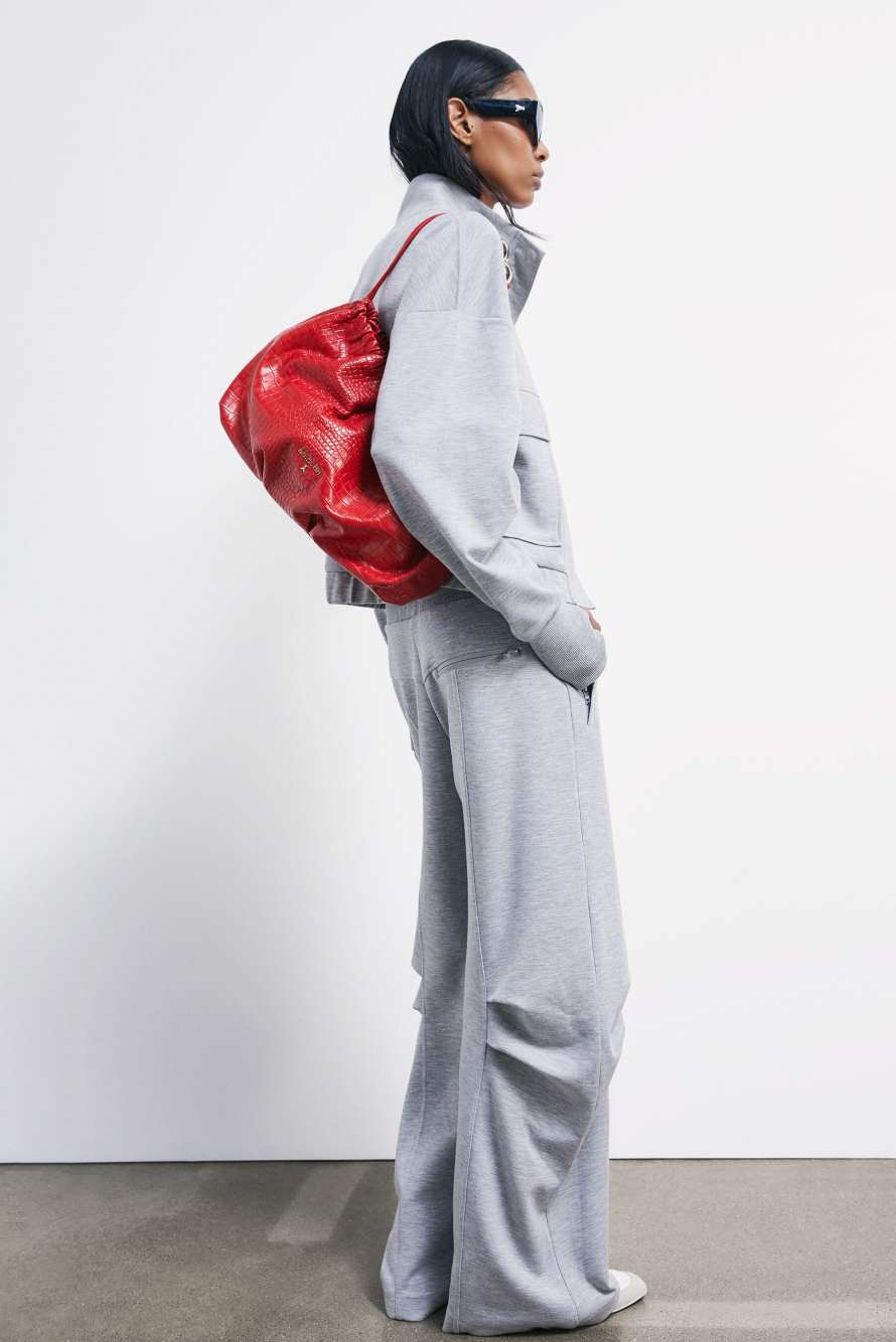 Pochette en cuir &laquo; Bubble Croco &raquo; Large, Rouge, Patrizia Pepe