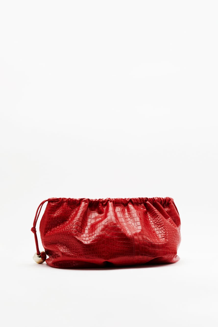 Pochette en cuir &laquo; Bubble Croco &raquo; Large, Rouge, Patrizia Pepe