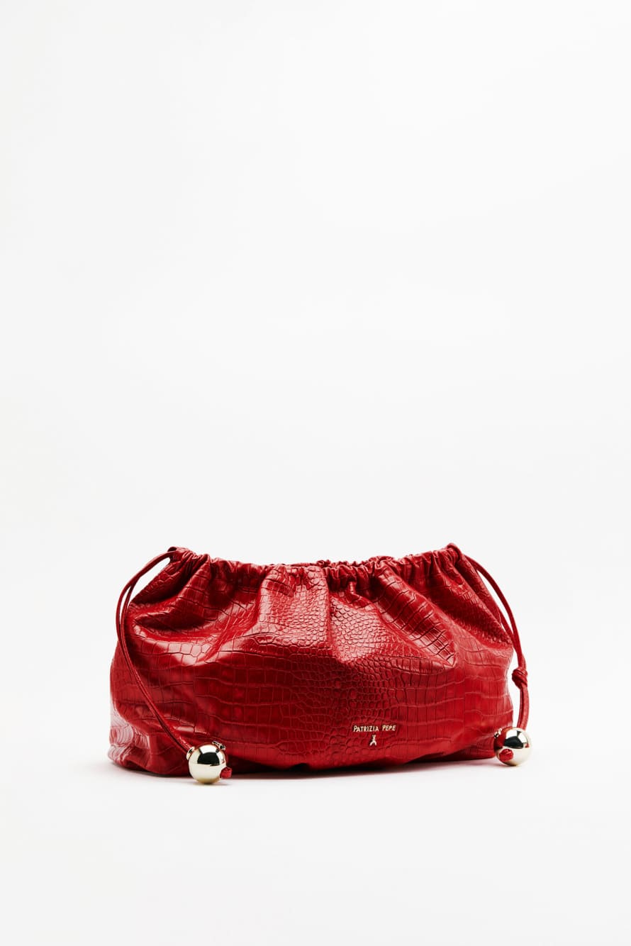 Pochette en cuir &laquo; Bubble Croco &raquo; Large, Rouge, Patrizia Pepe