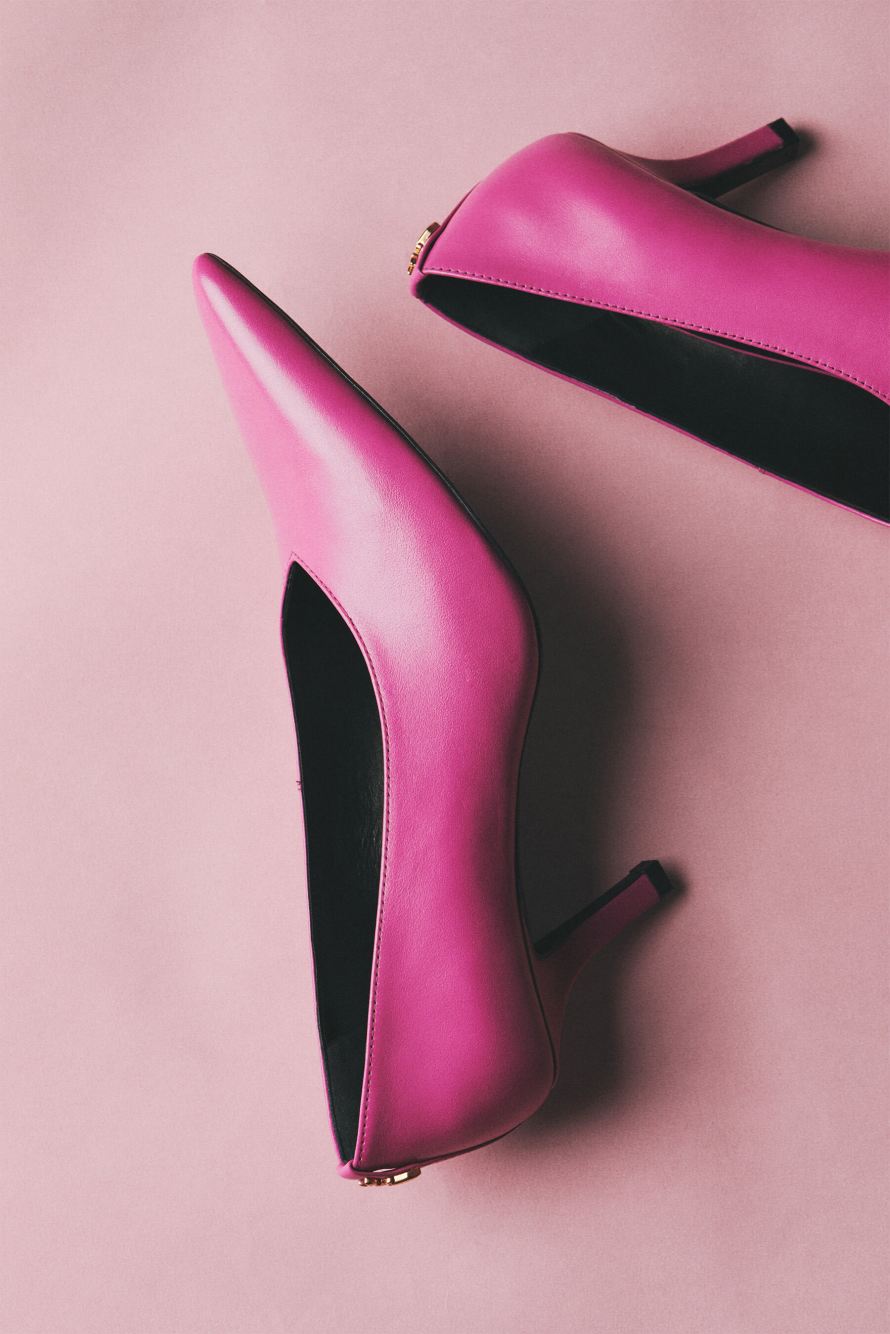 New Minimal Shape Shiny Leather Pumps, Purple, Patrizia Pepe