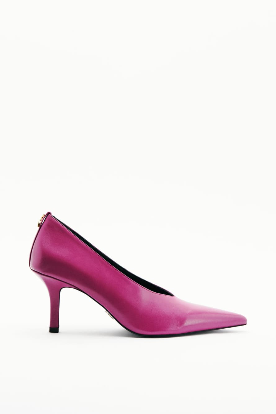 New Minimal Shape Shiny Leather Pumps, Purple, Patrizia Pepe