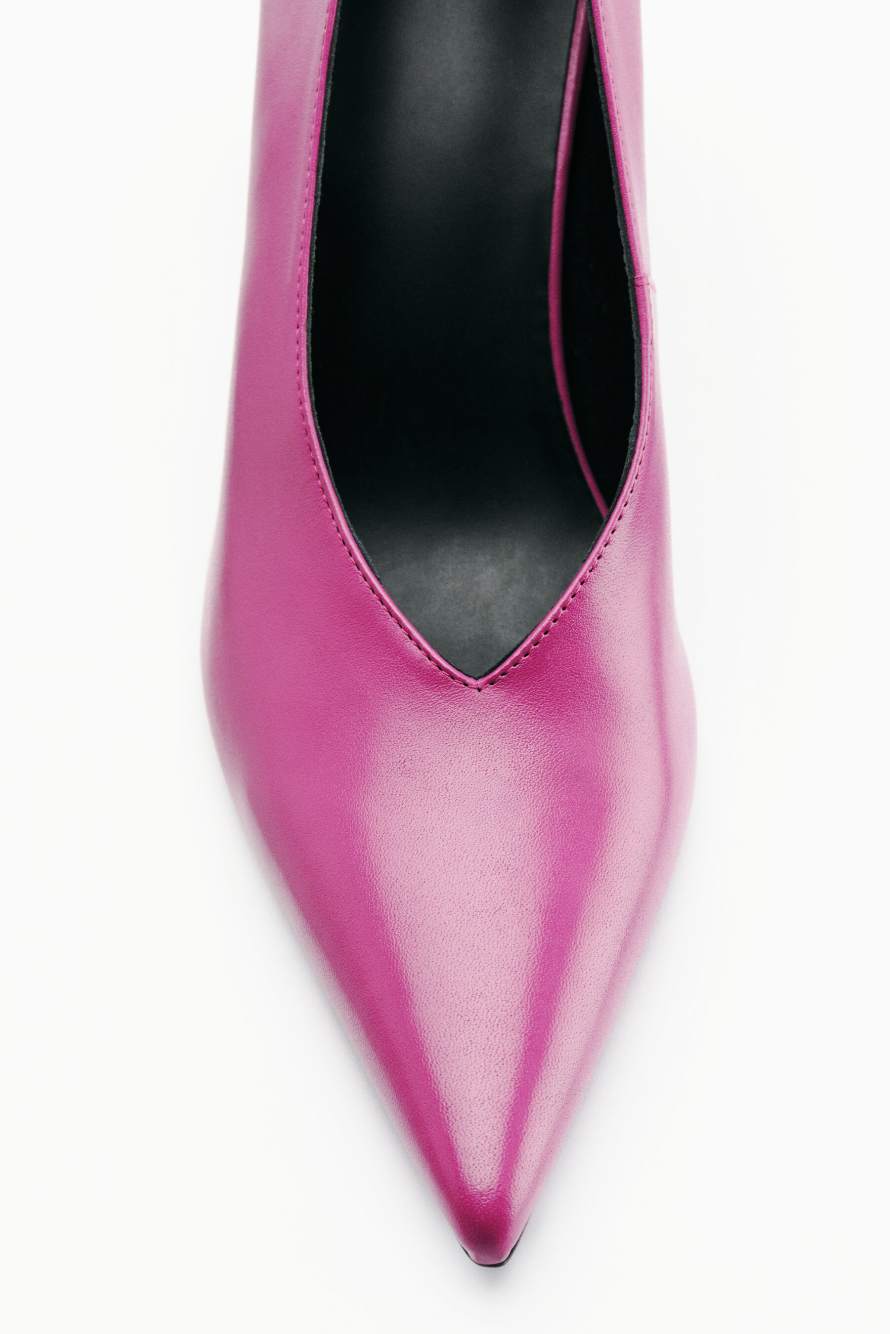 New Minimal Shape Shiny Leather Pumps, Purple, Patrizia Pepe