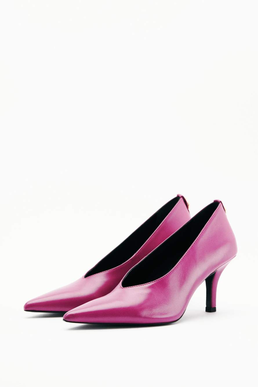 New Minimal Shape Shiny Leather Pumps, Purple, Patrizia Pepe