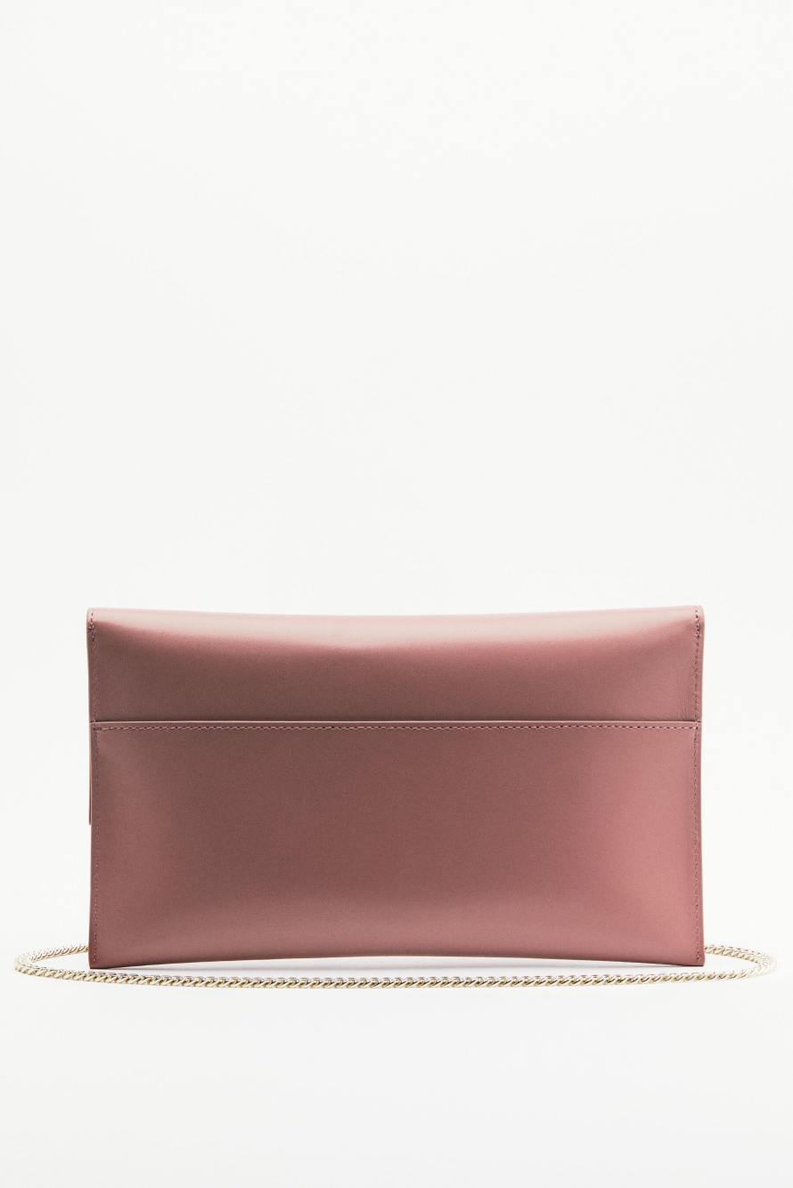 Fly leather clutch bag with chain, Pink, Patrizia Pepe