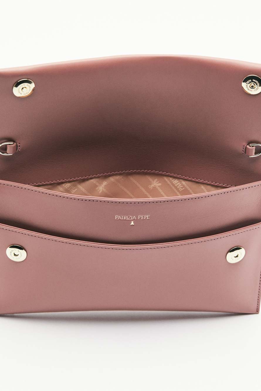Fly leather clutch bag with chain, Pink, Patrizia Pepe