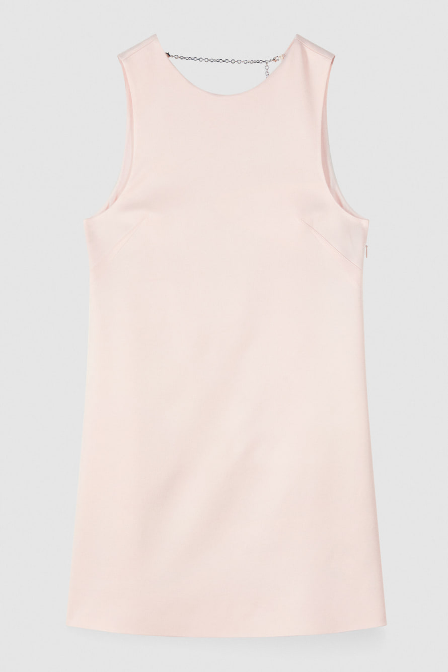 Mini stretch satin dress with jewel detail, Pink, Patrizia Pepe