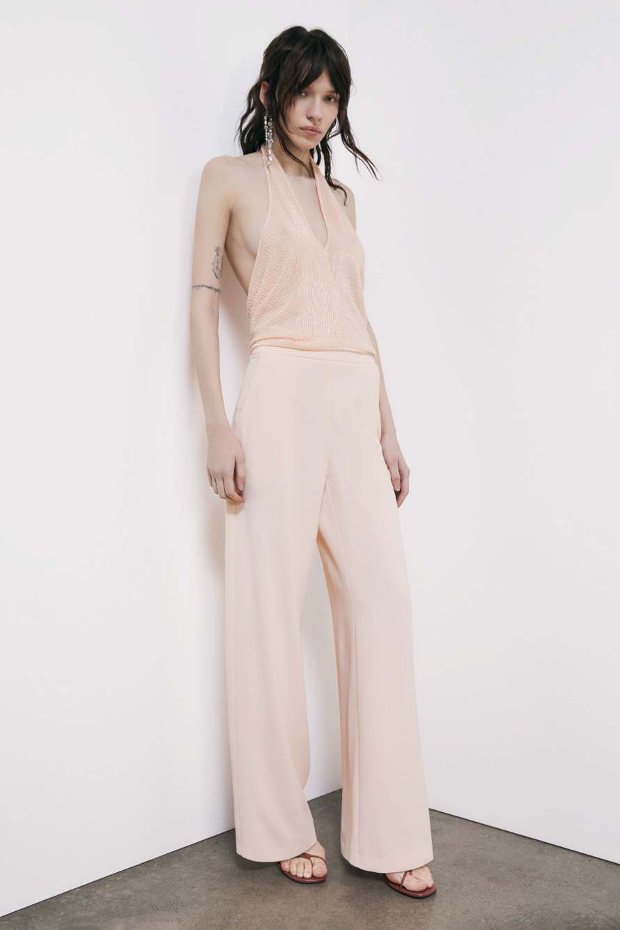 Georgette top with bead embroidery, Pink, Patrizia Pepe