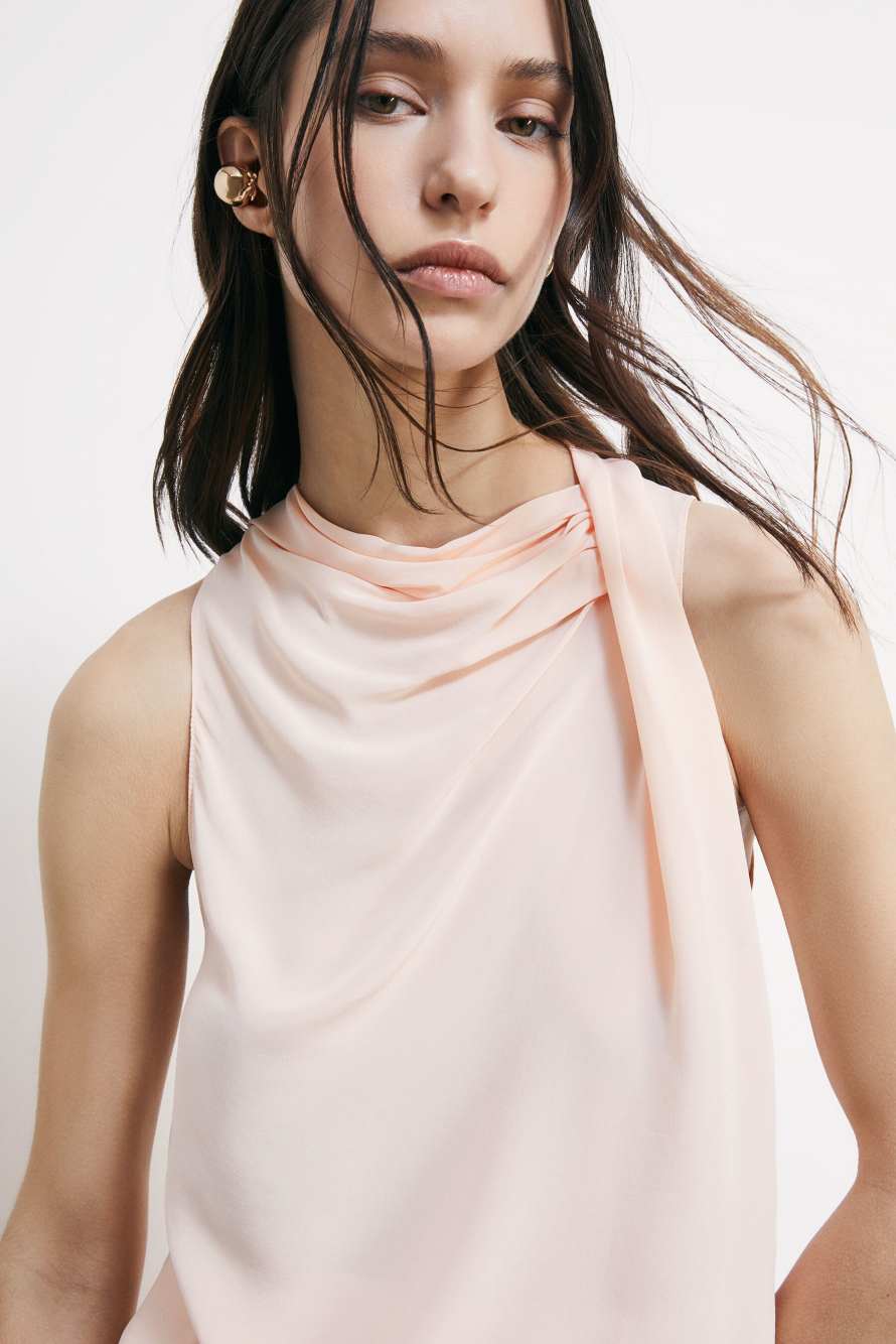 Asymmetric draped blouse, Pink, Patrizia Pepe
