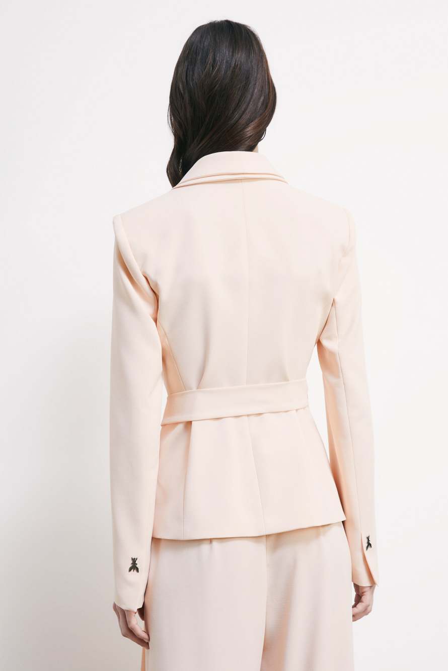Cr&ecirc;pe blazer with tie belt, Pink, Patrizia Pepe
