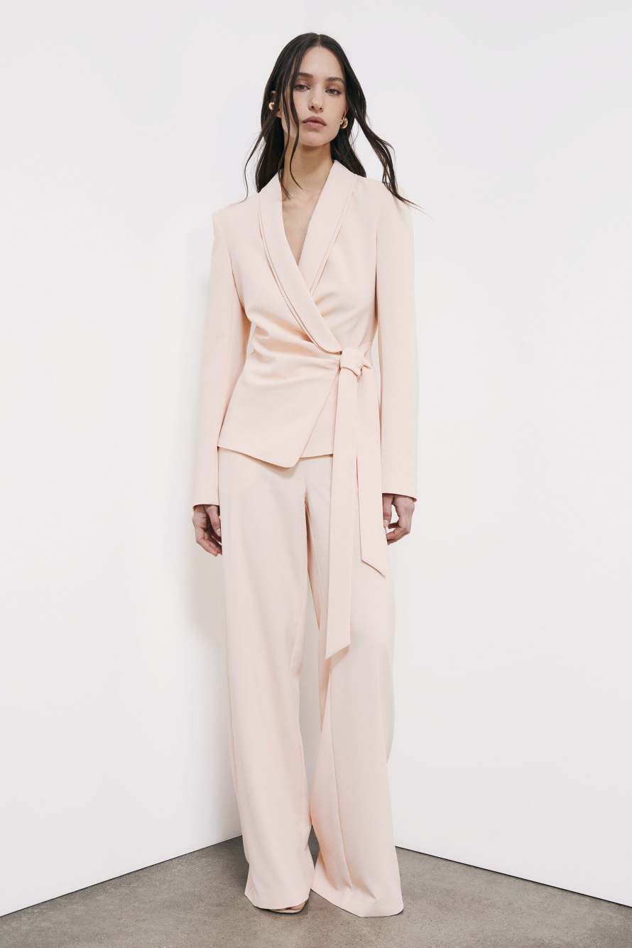 Cr&ecirc;pe blazer with tie belt, Pink, Patrizia Pepe