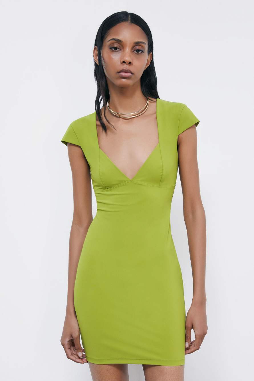 Vestido mini de jersey, Verde