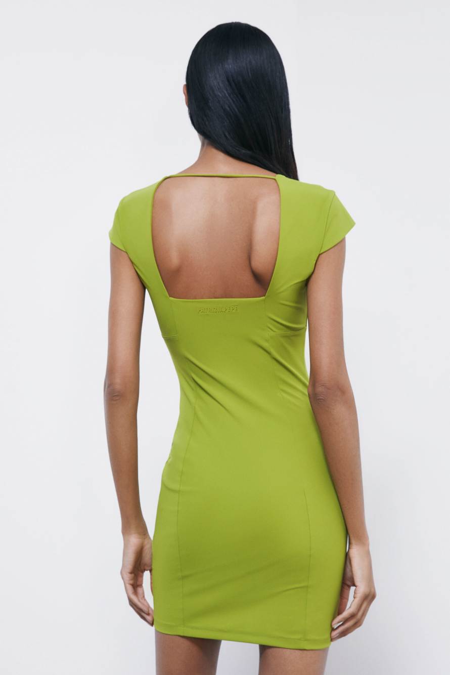 Vestido mini de jersey, Verde