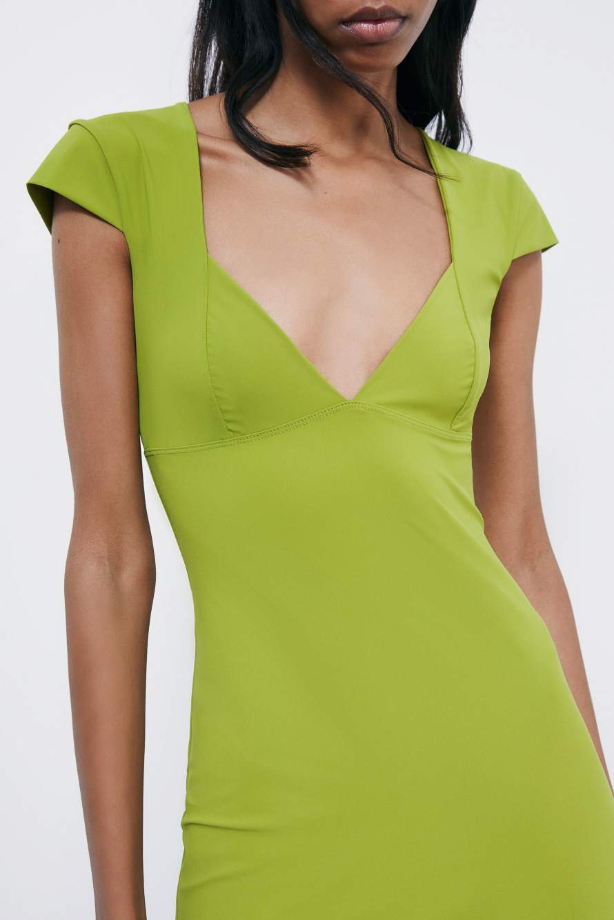 Vestido mini de jersey, Verde